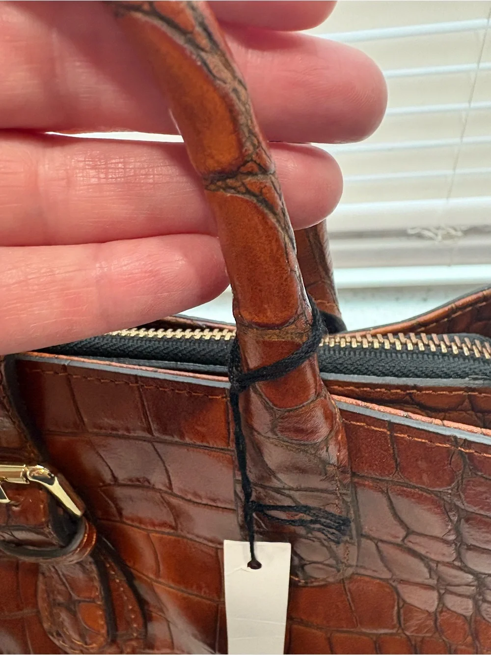 NWT Claudia Firenze Women's Croc-Embossed Leather Satchel in Brown
